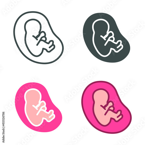 Baby in womb, unborn baby. Pregnant or Pregnancy sac illustration. Human Embryo Child, fetal. Prenatal development. Fetus icon. Vector illustration. Design on white background. EPS10