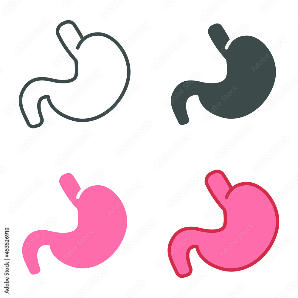 Human organ where food is digested. internal organ symbol in Digestive system anatomy. Inner Body part for medical infographic. Stomach icon. Vector illustration. Design on white background. EPS10 Human organ where food is digested. internal organ symbol in Digestive system anatomy. Inner Body part for medical infographic. Stomach icon. Vector illustration. Design on white background. EPS10