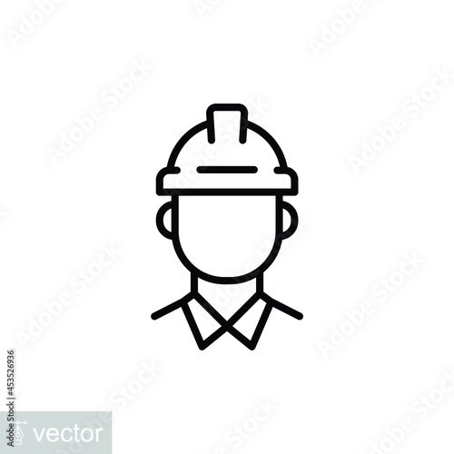 Civil engineer or male architect in Architecture project. Technician or Construction Workers in industrial. icon, work, engineer, line, stroke. Vector illustration. Design on white background. EPS10