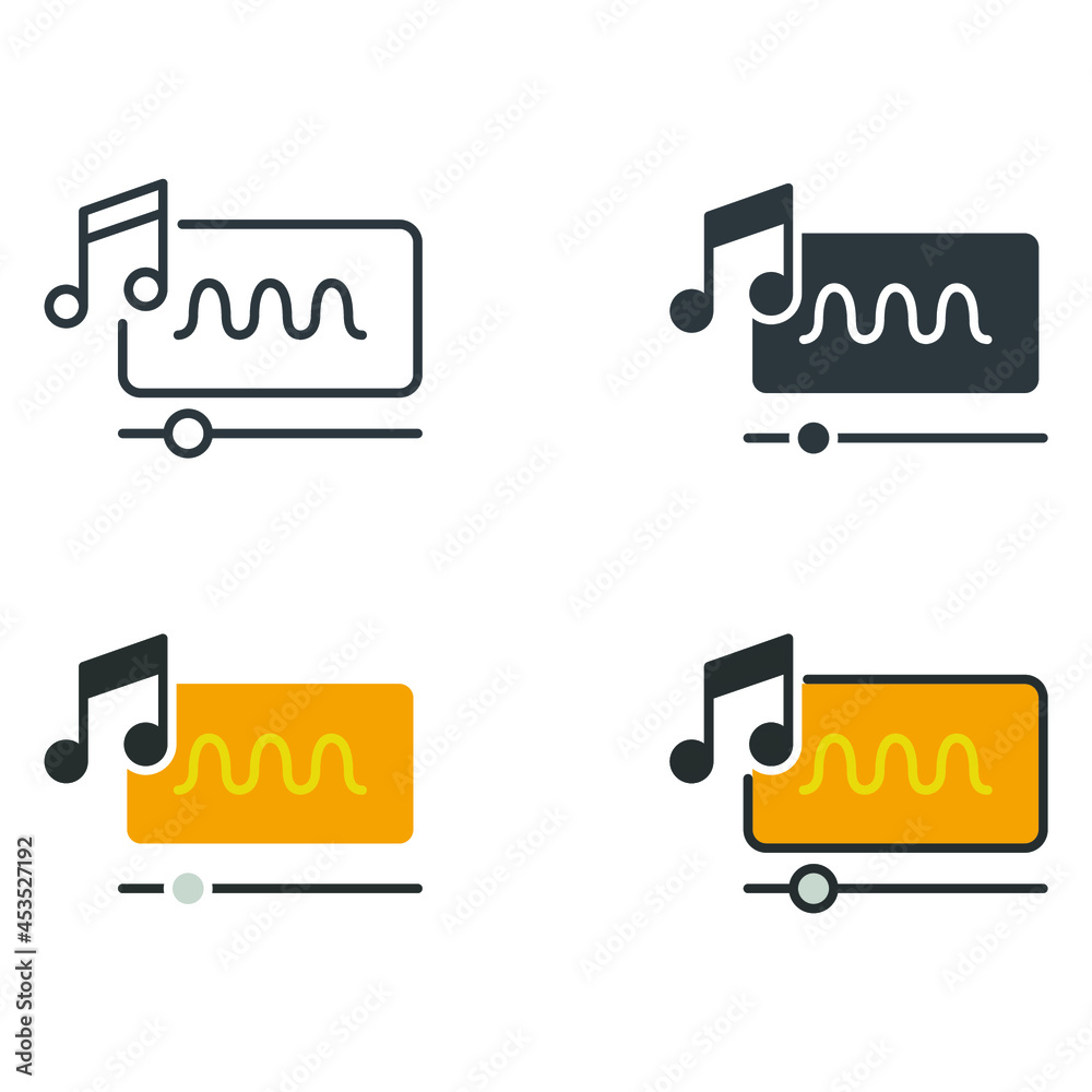 sound wave and audio symbol for Sound edition for producer music. Recording music. Musical instrument for DJ Controller. Music production icon. Vector illustration. Design on white background. EPS10 sound wave and audio symbol for Sound edition for producer music. Recording music. Musical instrument for DJ Controller. Music production icon. Vector illustration. Design on white background. EPS10