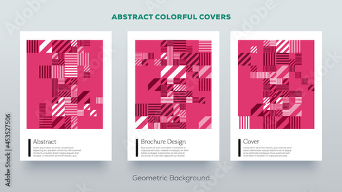 Abstract geometric design covers. Creative vector elements. Simple colorful posters. Trending style background.