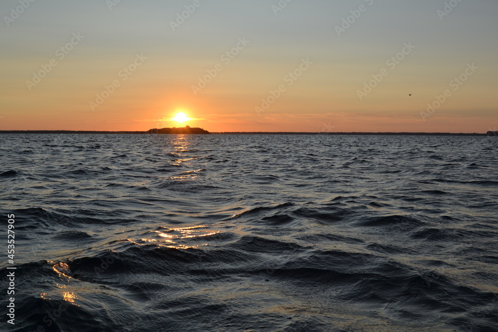 Beautiful sunrise on the lake Svityaz (Svitiaz, Shatsky National Natural Park, Ukraine)