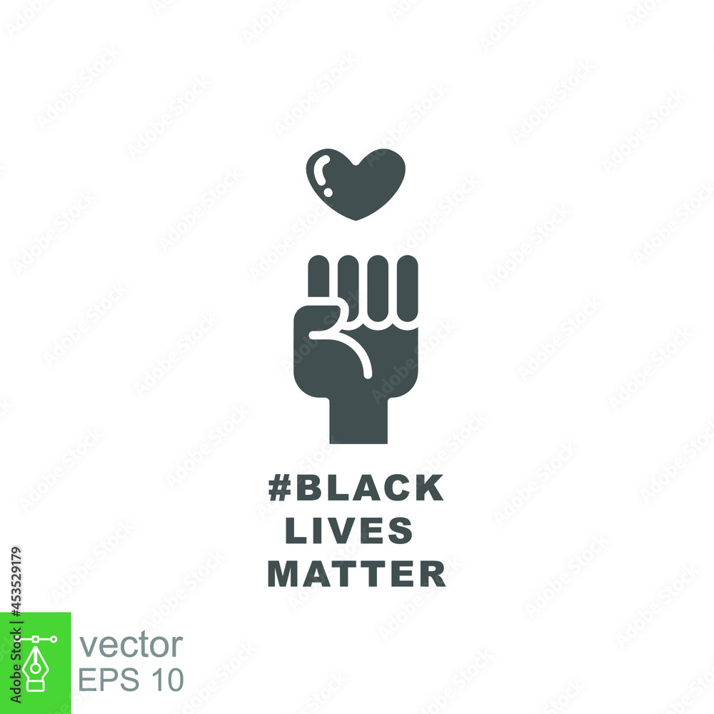 Hand symbol for black lives matter protest in USA to stop violence to black people in U.S. America. Fight for human right Simple pictogram,stroke Vector illustration. Design on white background. EPS10 Hand symbol for black lives matter protest in USA to stop violence to black people in U.S. America. Fight for human right Simple pictogram,stroke Vector illustration. Design on white background. EPS10