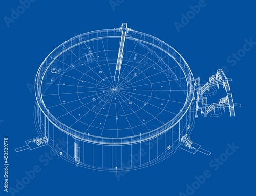 Large oil tank with floating roof. Vector