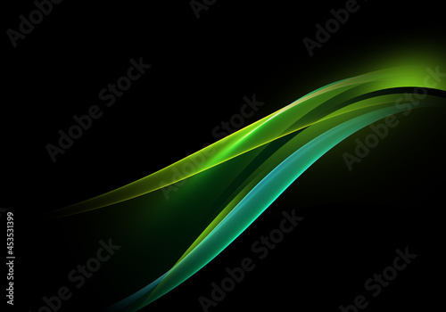 Abstract background waves. Black and green abstract background for wallpaper or business card