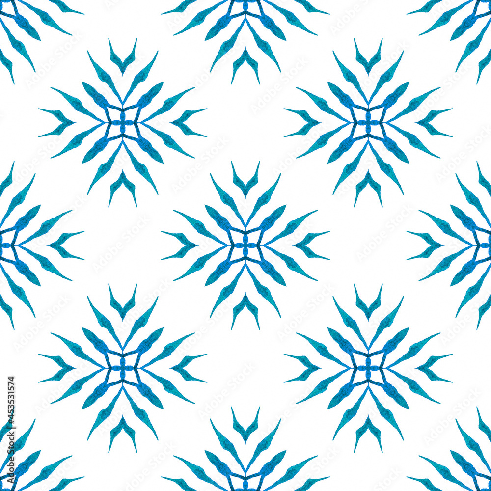 Exotic seamless pattern. Blue vibrant boho chic