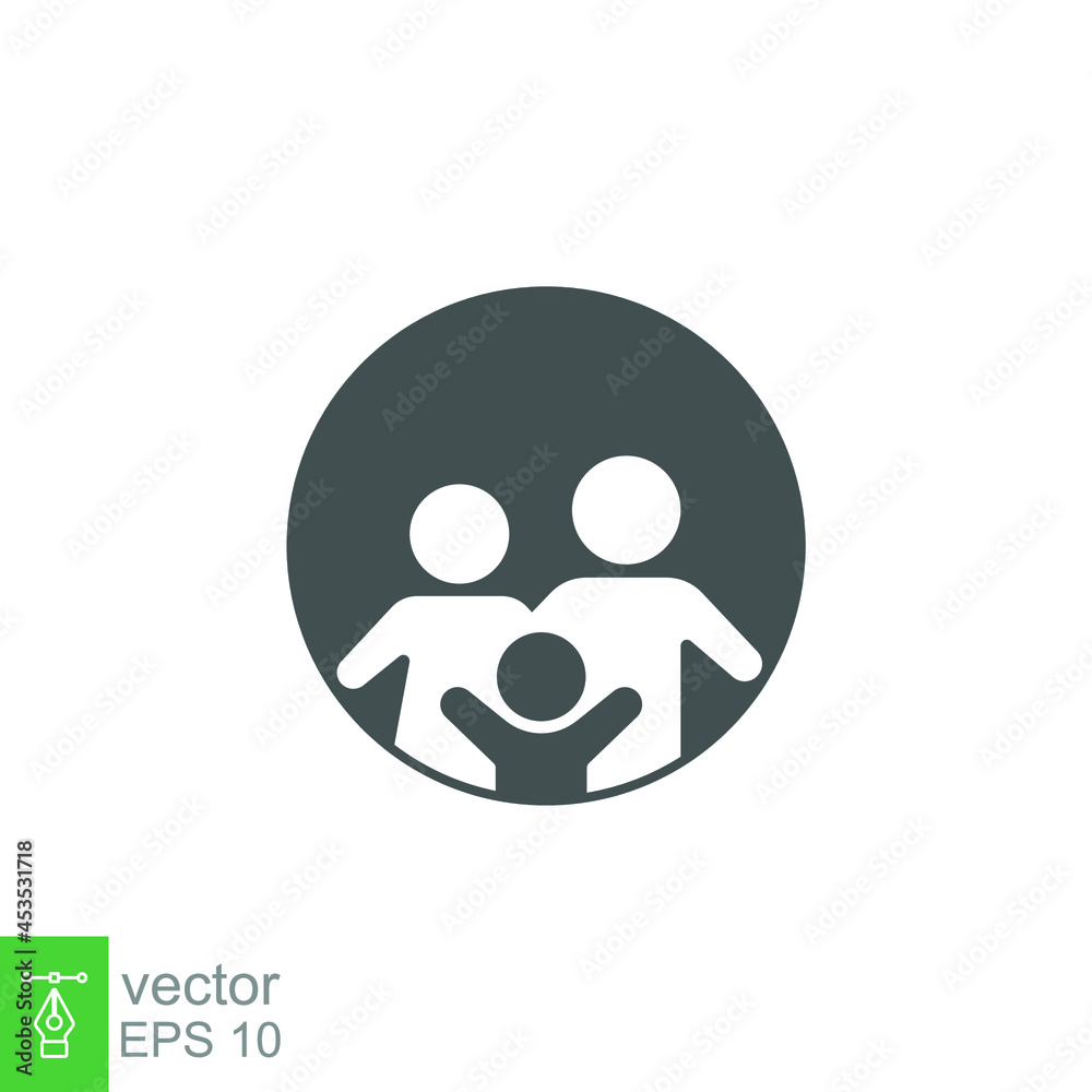 Happy Family Icon solid in trendy flat style. family insurance sign, Parents symbol inside the round for your web site design, logo, app, UI. Vector illustration. design on white background. EPS 10 Happy Family Icon solid in trendy flat style. family insurance sign, Parents symbol inside the round for your web site design, logo, app, UI. Vector illustration. design on white background. EPS 10