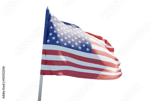 Waving flag of USA isolated on white background