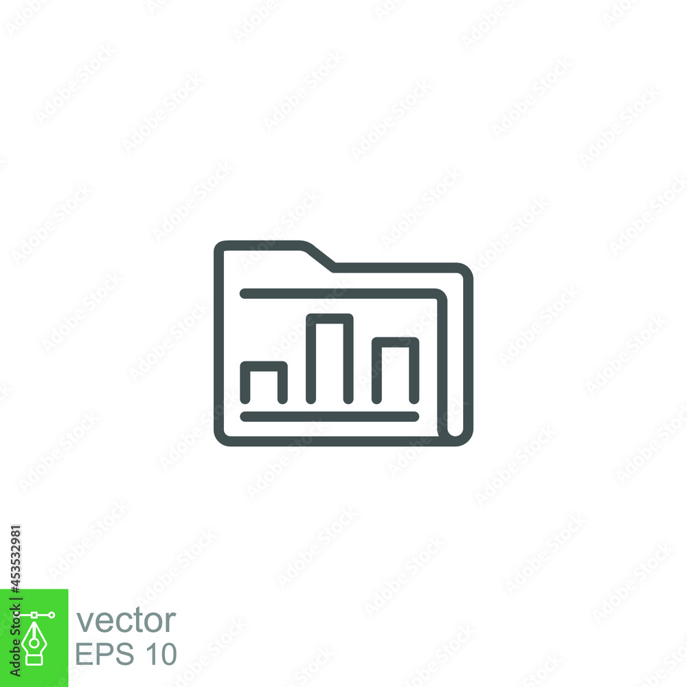 analyze chart statistic folder line icon. Collection and processing of analytical and statistical data. Graphic storage of Project documents. Vector illustration. Design on white background. EPS 10 analyze chart statistic folder line icon. Collection and processing of analytical and statistical data. Graphic storage of Project documents. Vector illustration. Design on white background. EPS 10