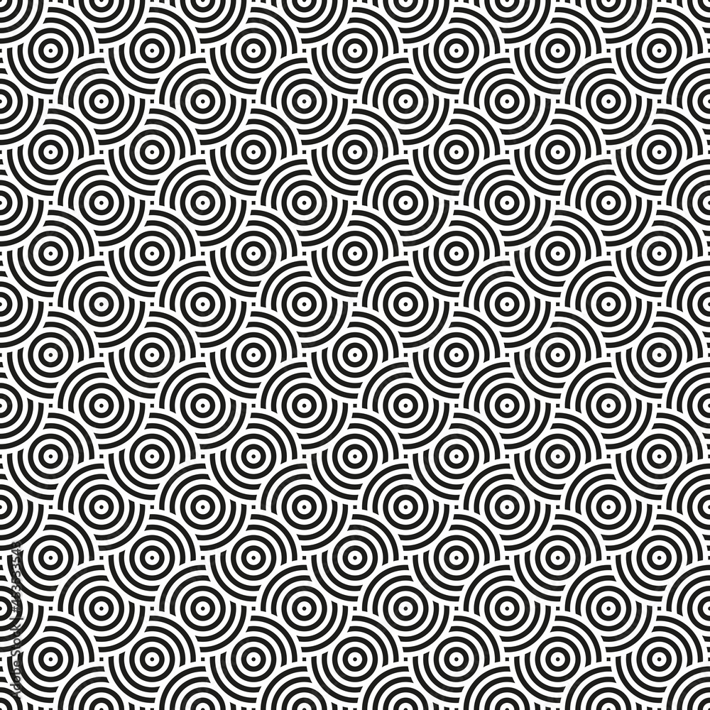 Seamless japanese circle pattern background. Concentric circle pattern.