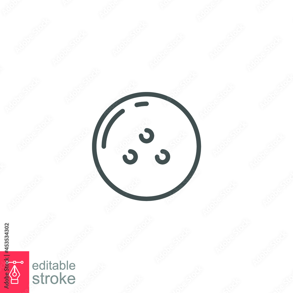 Bowling ball sport icon. Silhouette round ball for Tournament game symbol. Line style pictogram. Editable stroke. Vector illustration. Design on white background. EPS 10
