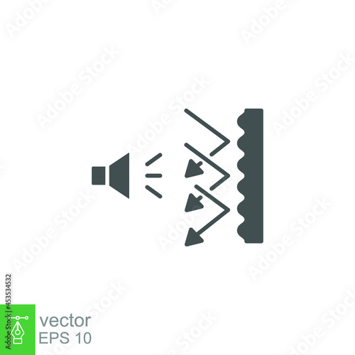 Soundproof icon. Sound insulation. Noise absorbing. glyph symbol Pictogram. Soundproofing room in multimedia or music studio. Solid, Glyph style vector illustration. Design on white background. EPS 10
