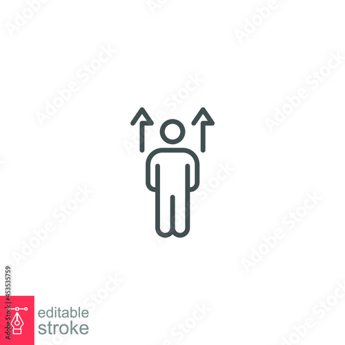 Personal achievements line icon. Growth personal, career ladder, Goal achieving, job promotion, Success achievement concept. Editable stroke. Vector illustration. Design on white background. EPS 10