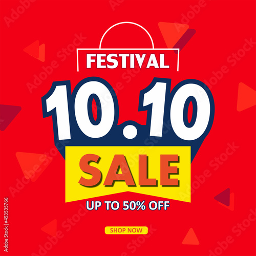 10.10 sale poster or flyer design. Global shopping day Sale on colorful background 