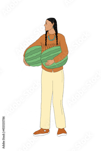 Young man holding watermelons