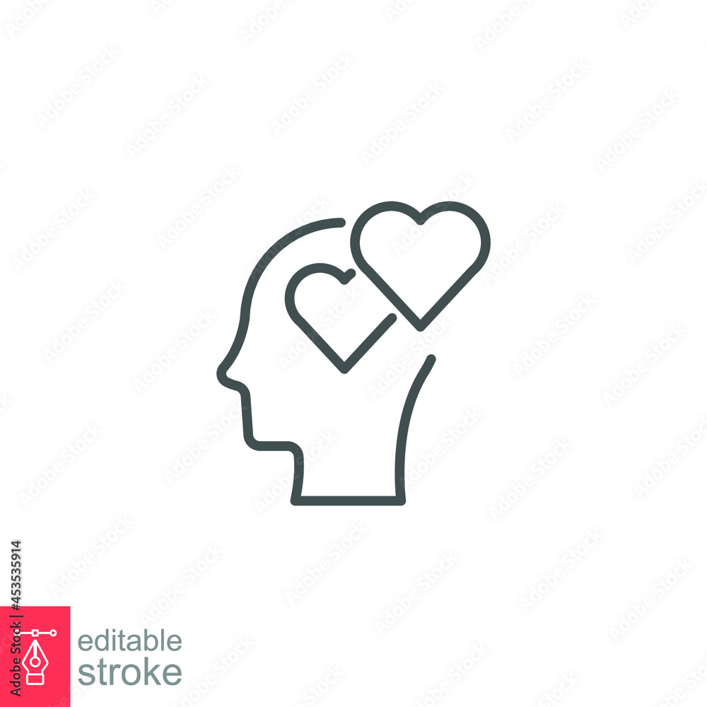 alzheimer's disease neurological brain feeling line icon. Mental health illness. Dementia patient Psyche trouble logo pictogram. Editable stroke. Vector illustration. Design on white background EPS 10