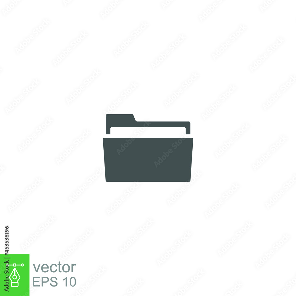 Folder glyph icon. File storage, files organizer Project portfolio logo. Job Directory sign. Simple solid style pictogram for mobile web and app. Vector illustration Design on white background EPS 10 Folder glyph icon. File storage, files organizer Project portfolio logo. Job Directory sign. Simple solid style pictogram for mobile web and app. Vector illustration Design on white background EPS 10