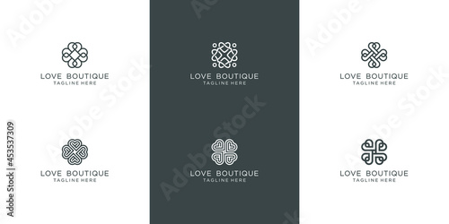 Abstract love clover logo design