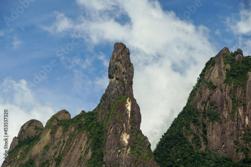 Famous mountain located in the mountains of Teresópolis, in Rio de Janeiro known as "Dedo de Deus".