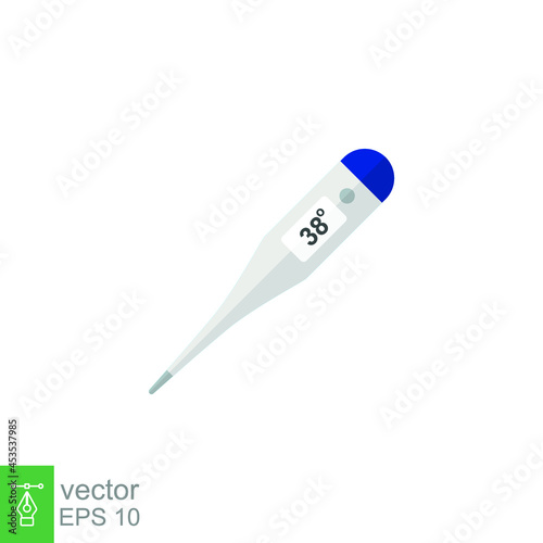 Flat Design Style Thermometer icon. Glass medical digital thermometer for fever measurement diagnostic. logo pictogram for medical and healthcare Vector illustration design on white background. EPS 10