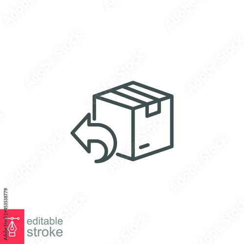 Return of package line icon. Shipping logistics, delivery boxes. Cargo box Delivery parcel sign, Exchange of goods tracking. editable stroke Vector illustration design on white background EPS 10