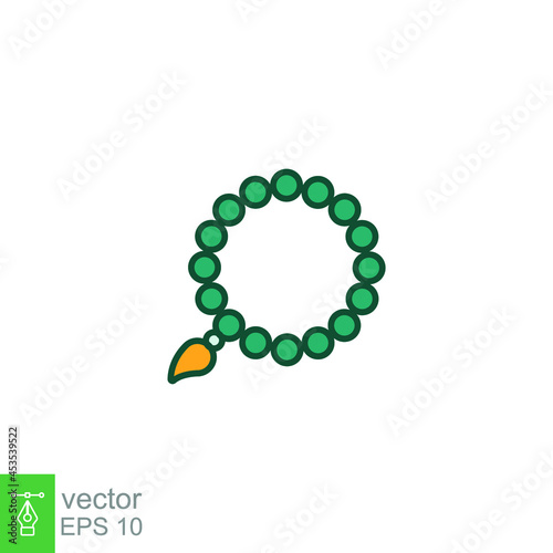 Ramadan icon filled outline Bead, eid, fasting, islam, muslim, pray, ramadan icon. Rosary religious accessories Tasbeeh, Tasbih zikir dua, islamic beads Prayer ropes Vector illustration design EPS 10