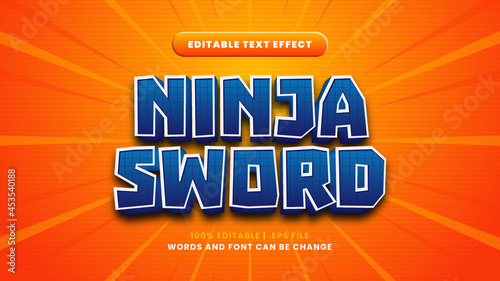 Ninja sword editable text effect in modern 3d style