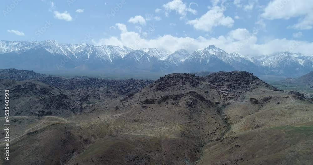 Aerial Snow on mountain peaks, Lone Pine Desert, California
Aerial Snow on mountain peaks, Lone Pine Desert, California