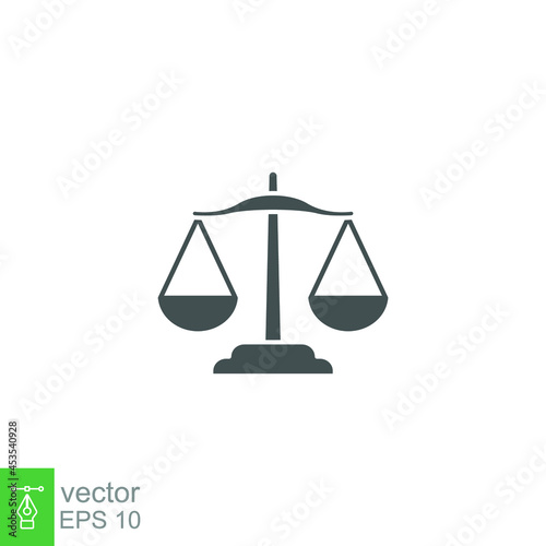 Balance lawyer icon. Law firm logo scale. Equilibrium Scale Balance, Justice symbol for web site or mobile app. Solid style. vector illustration. design on white background. EPS 10