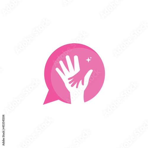 hold hand mom and kids icon logo