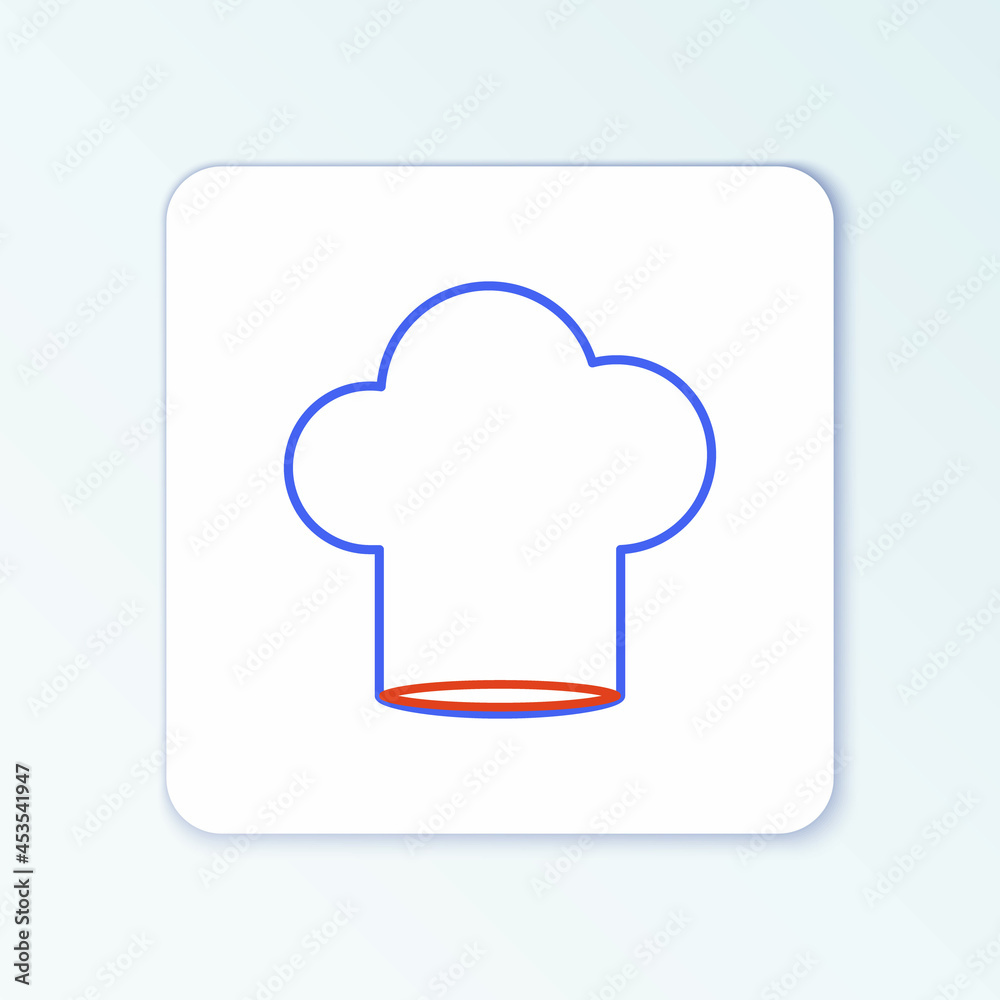Line Chef hat icon isolated on white background. Cooking symbol. Cooks hat. Colorful outline concept. Vector