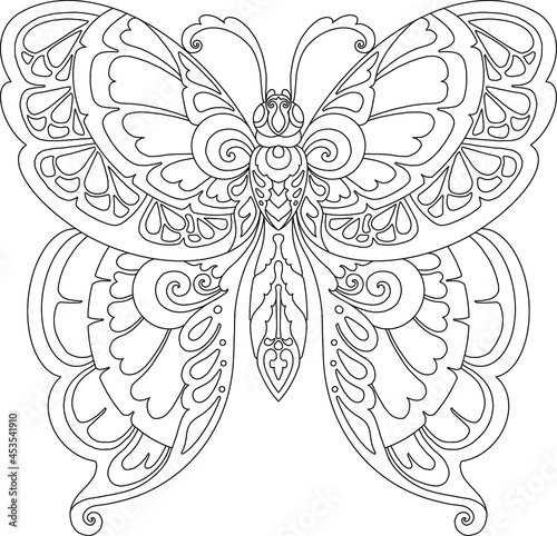 butterfly mandala design for coloring page print
