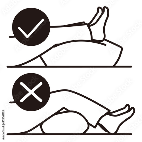 Vector illustration of a person sleeping with his legs raised