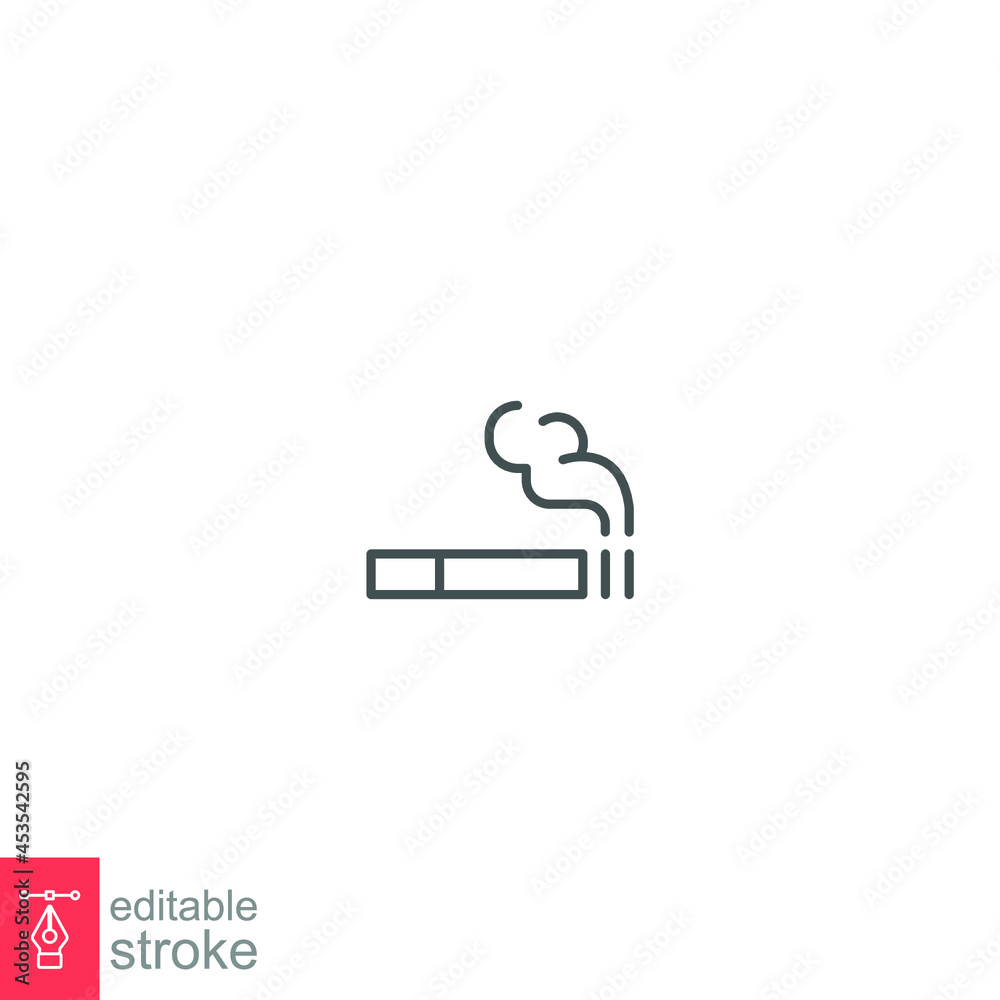 smoking icon solid style. Cigarette for smoke area ban logo. tobacco and cigar is allowed zone warning. Editable stroke. Vector illustration. design on white background. EPS 10 smoking icon solid style. Cigarette for smoke area ban logo. tobacco and cigar is allowed zone warning. Editable stroke. Vector illustration. design on white background. EPS 10