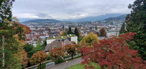 A view from Musegg Wall and its nine towers (Museggmauer). Lucerne, Switzerland