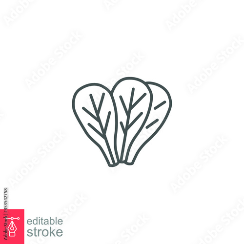 Spinach food icon. Leaves vegetable logo Spice for food apps and websites. Tasty fresh herb green leaf healthy food concept Editable stroke. Vector illustration design on white background. EPS 10
