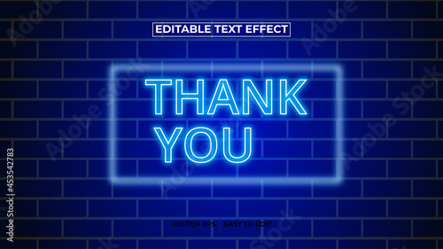 Thank You 3d Light Effect editable text effect template style Premium Vector