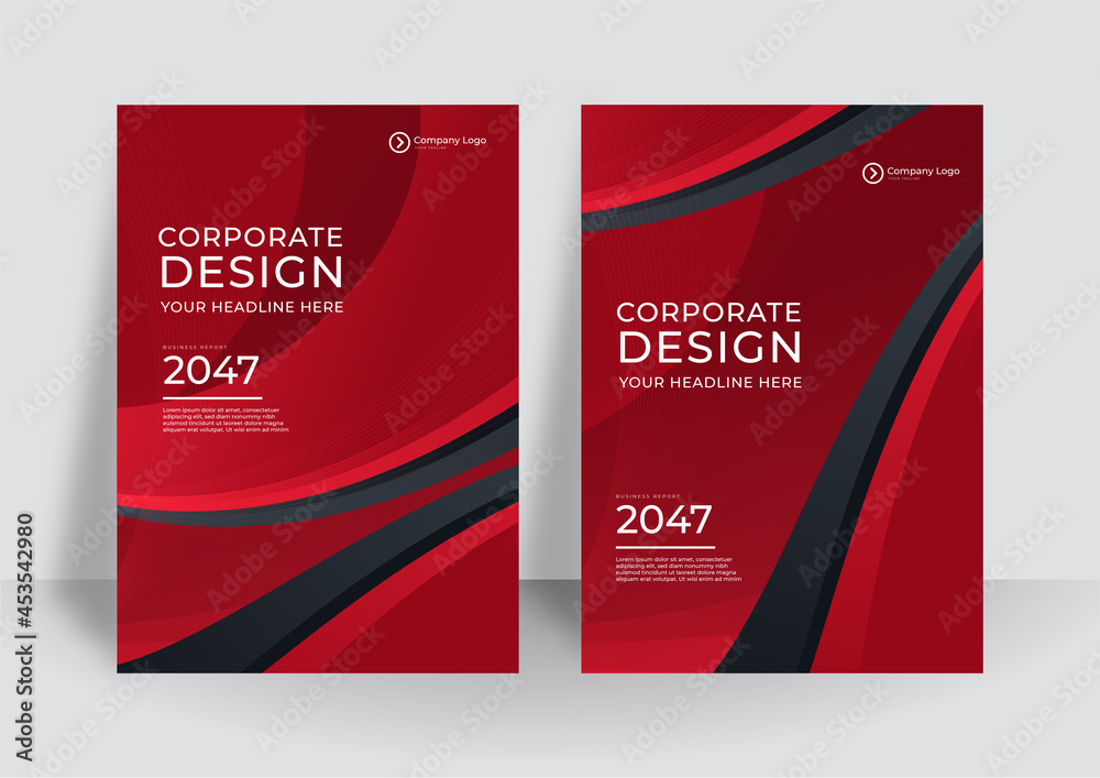 abstract red black geometric brochure design template. red black