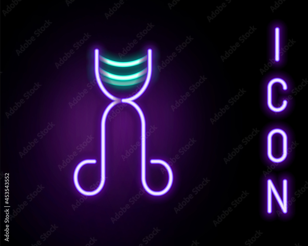Glowing neon line Eyelash curler icon isolated on black background. Makeup tool sign. Colorful outline concept. Vector Glowing neon line Eyelash curler icon isolated on black background. Makeup tool sign. Colorful outline concept. Vector