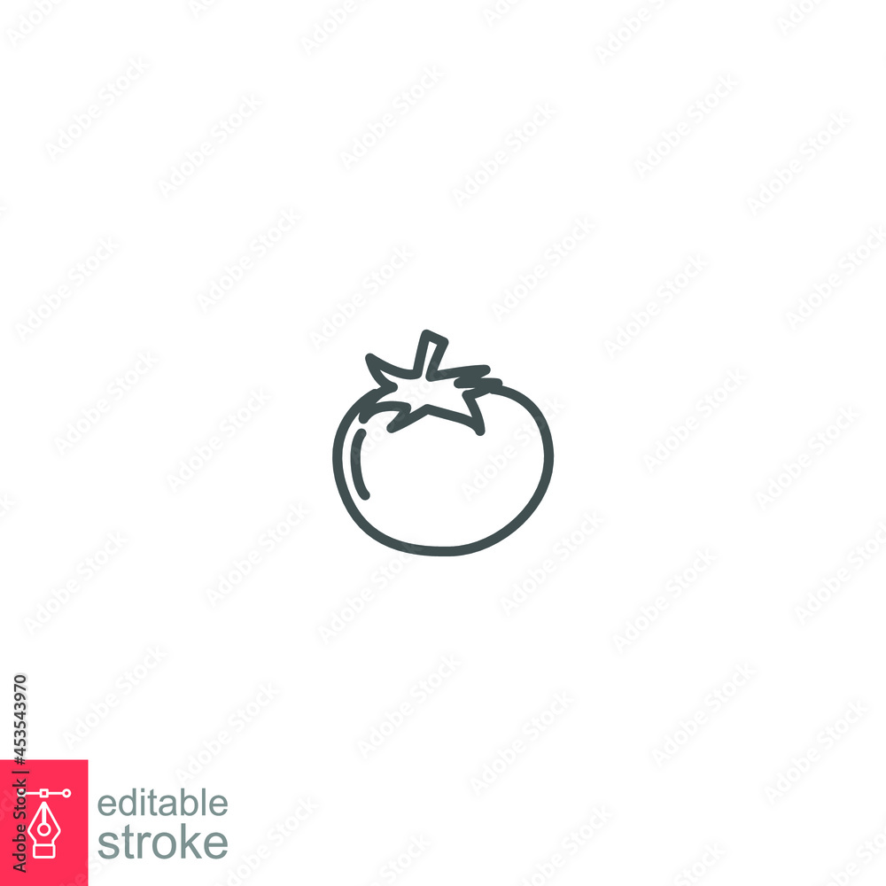 Tomato icon, vegetable. juicy vegetable with leaf. Organic Bright red cherry tomato. Nature Fresh vegetarian food. Outline style. Editable stroke. vector illustration design on white background EPS 10 Tomato icon, vegetable. juicy vegetable with leaf. Organic Bright red cherry tomato. Nature Fresh vegetarian food. Outline style. Editable stroke. vector illustration design on white background EPS 10