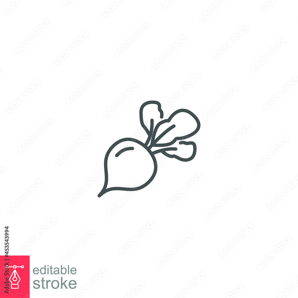 Radish icon, nature vegetable and fruits food. Beetroot, Horseradish, Organic food. herbs healthy fresh natural and market theme. Editable stroke. vector illustration design on white background EPS 10