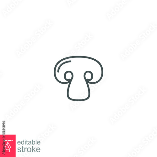Mushroom icon. nature vegetable food slice, fungi, mycology. vegetarian organic nature meal. Natural healthy fungus. editable stroke outline style vector illustration design on white background EPS 10