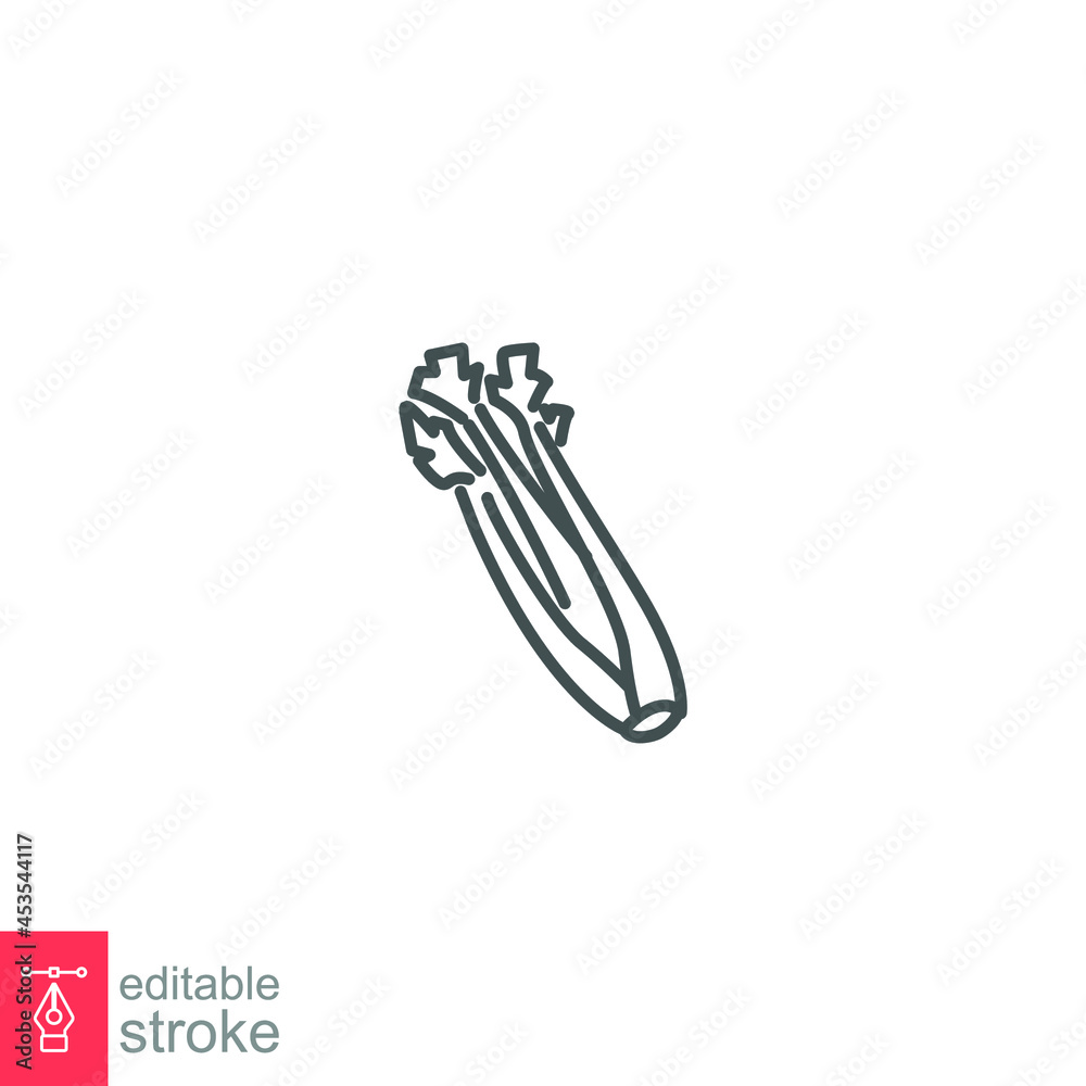 Celery icon. celery bunch with stalks or stems and leaves. fresh organic natural vegetable. Herbaceous vegan vegetarian detox food. outline style vector illustration design on white background EPS 10 Celery icon. celery bunch with stalks or stems and leaves. fresh organic natural vegetable. Herbaceous vegan vegetarian detox food. outline style vector illustration design on white background EPS 10