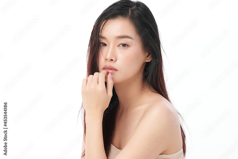 Beautiful young asian woman with clean fresh skin on white background, Face care, Facial treatment, Cosmetology, beauty and spa, Asian women portrait. Beautiful young asian woman with clean fresh skin on white background, Face care, Facial treatment, Cosmetology, beauty and spa, Asian women portrait.