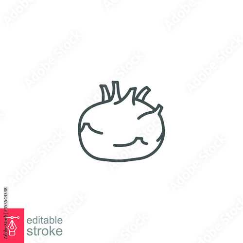 kohlrabi icon. fresh nature organic vegetable food. biennial vegetable stout cultivar of raw root Cabbage turnip outline style editable stroke vector illustration design on white background EPS 10