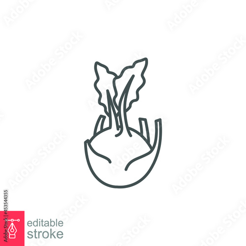 kohlrabi icon. fresh nature organic vegetable food. biennial vegetable stout cultivar of raw root Cabbage turnip outline style editable stroke vector illustration design on white background EPS 10