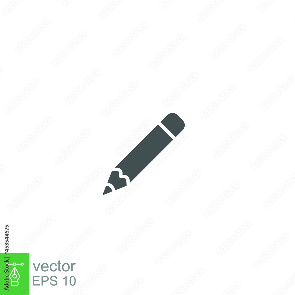 Pencil icon. Write, writing note symbol for education, office, and school. Pen study equipment tool. Solid style pictogram in black logo. Vector illustration. Design on white background. EPS 10 Pencil icon. Write, writing note symbol for education, office, and school. Pen study equipment tool. Solid style pictogram in black logo. Vector illustration. Design on white background. EPS 10