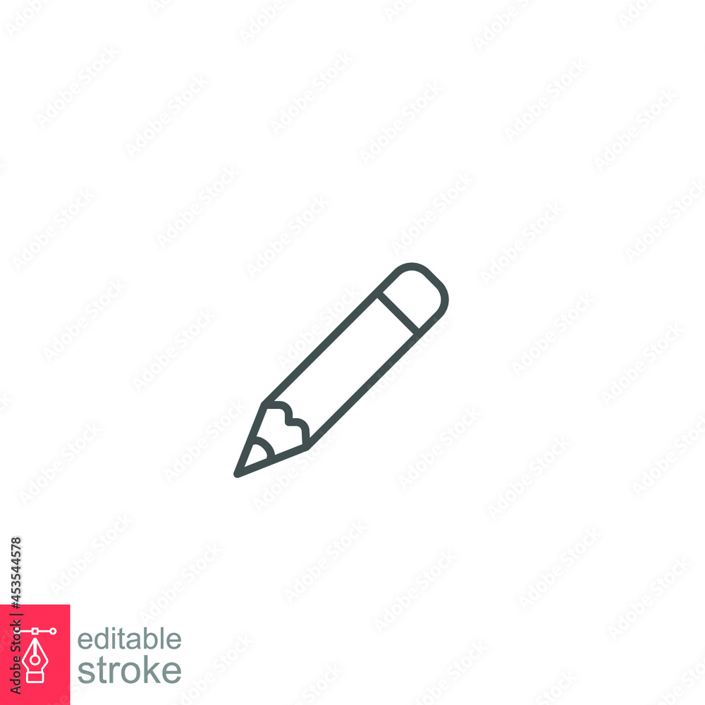 Pencil icon. Write, writing note symbol for education, office, and school. Pen study equipment tool. Outline style pictogram logo. Editable stroke Vector illustration Design on white background EPS 10 Pencil icon. Write, writing note symbol for education, office, and school. Pen study equipment tool. Outline style pictogram logo. Editable stroke Vector illustration Design on white background EPS 10