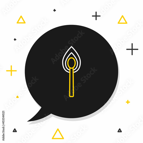 Line Burning match with fire icon isolated on white background. Match with fire. Matches sign. Colorful outline concept. Vector