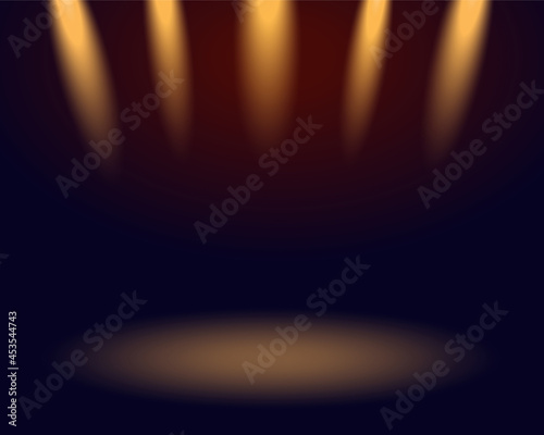 Stage with sportlight. Template for presentation.Vector Illustration